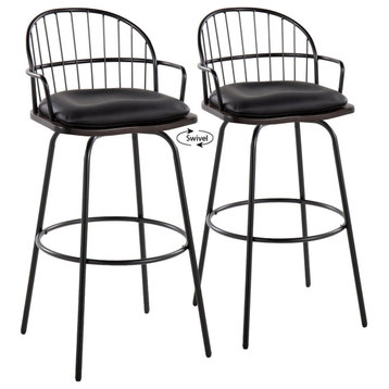 Riley Claire 30" Fixed-Height Barstool With Arms, Set of 2