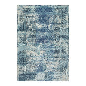 Traditional Vintage Bohemian Color Washed Floral Rug, Ocean Blue, 5'3"x7'7"