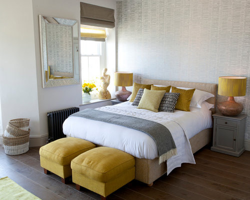 Grey and Mustard  Bedroom  Ideas  and Photos Houzz