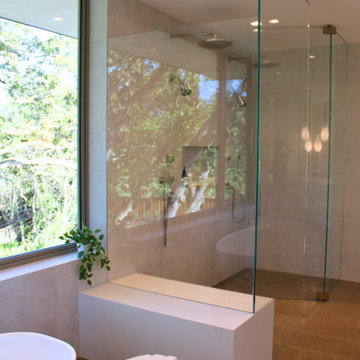 Primary Bath — Curbless Double Shower with Low-Iron Glass