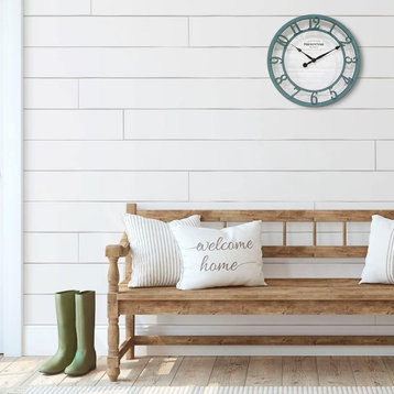 10" Farmhouse Series Wall Clock, Shiplap Style, Silent No Ticking