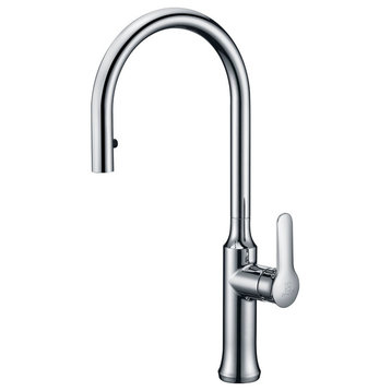 ANZZI Cresent Single Handle Pull-Down Sprayer Kitchen Faucet, Polished Chrome