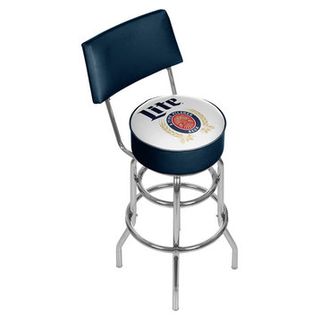 Miller Lite Swivel Bar Stool With Back, Retro