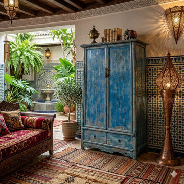 Distressed Bright Blue Tall Oriental Noodle Cabinet Storage Armoire ws4322