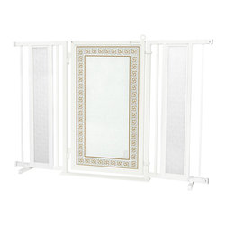 Fusion Gates - Fusion Gate with Greek Key Design, White Pearl, 52"-60" - Dog Gates