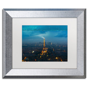 Mathieu Rivrin 'Raining Day in Paris' Matted Framed Art, 11x14