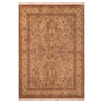 Bareens Designer Rugs - Agra Pak Persian Anthony Taupe/Green Wool Rug - 6'1'' x 9'3'' - Designed with mesmerizing intricacy and gorgeous color palette, this hand-knotted masterpiece demonstrates the beauty and electrifying thrill of Pak Persian art. These meticulously hand-knotted Pak-Persian rug is made with pure wool and features breathtaking traditional, transitional, and tribal designs in bold luxurious color pallets. Known for their intricate designs these rugs are a reproduction of Persian rugs, made in Pakistan with unique Mughal designs. Made by master weavers using the same Persian texture, design and dying technique, we wanted to produce the most significant manifestation of Persian art, life, and culture. This rug is most famous for its exceptional quality, incredible designs, patterns, and vibrant rich color. Pak-Persian rugs made with Persian weave with high knot counts, which enables the high intricacy and detail found in the patterns are also referred to as "State of art", each color adds a rich beautiful detail in the artwork of this rug. The design, color, and beautiful chromatic composition with a vibrant sheen with intricate designs, exude beauty, elegance, and quality make this rug a masterpiece of its own.