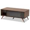 Colwyn Two-Tone Gray and Walnut Wood 1-Drawer Coffee Table