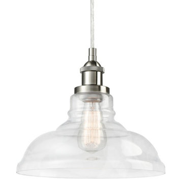 Sassuolo Dome Pendant Light Glass Kitchen Fixture, Brushed Nickel