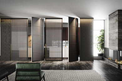 Modern living room with Italian pivot doors