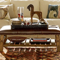 Caden Leather Rectanglur Ottoman - Footstools And Ottomans