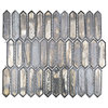 Fargin Elongated Hex 0.9"x3.1" Glass Mosaic Tile, Silver Haze