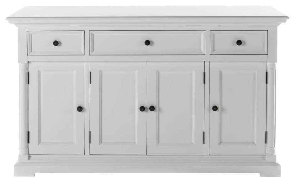 Classic White Four Door Buffet With Three Drawers Belen Kox Traditional Buffets And Sideboards by Bison Commerce Houzz