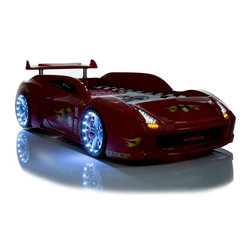 Black Lamborghini Race Car Bed with LED lights - Kids Beds