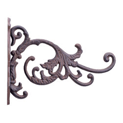 Import Wholesales - Decorative Plant Hanger, Large Blooming Flower, Cast Iron, 10.75" Deep - Planter Hardware And Accessories