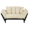 Casual Lounger Sofa Bed, Espresso Frame With Ivory Fabric