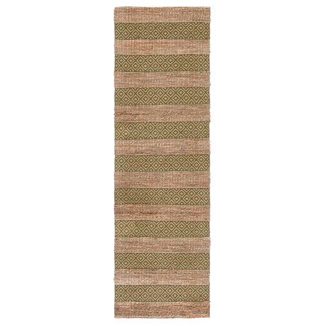 Safavieh Natural Fiber Collection NFB653Y Rug, Green/Natural, 2'3" x 8'