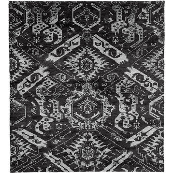 Recycle B Silk Wool Hand Knotted Tibetan Rug, 10' Square