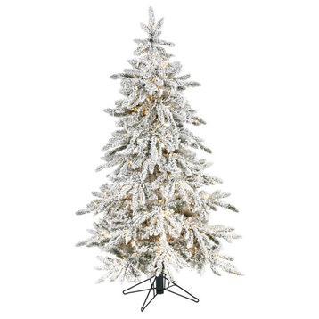 5' Flocked Colorado Mountain Fir Christmas Tree/300 Warm Microdot LED Lights
