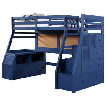 Acme Jason II Storage Twin Loft Bed Navy Blue