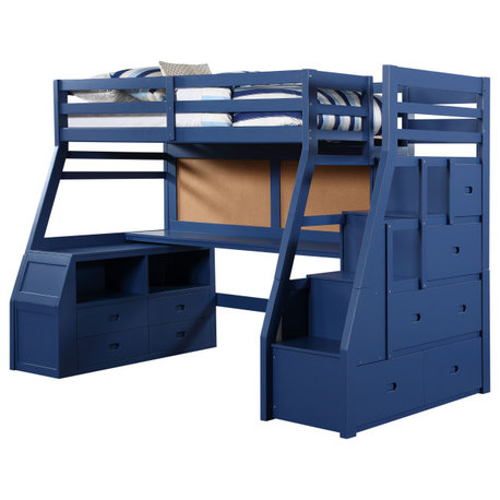 Jason II Storage Loft Bed, Navy Blue