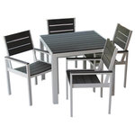 Meldecco - Meldecco-Winston 5 Piece Patio Dining Set, White/Gray - The 5 piece dining set includes one (1) square dining table and four (4) dining chairs.