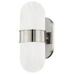Hudson Valley Lighting - Beckler 2-Light Wall Sconce, Polished Nickel - A pair of opal matte glass shades are held in place by a beveled metal band giving Beckler a clean, sleek look that brings sophistication to any space. The large oval backplate has a matching beveled design and can be mounted horizontally or vertically. Choose from Aged Brass, Old Bronze or Polished Nickel finishes.
