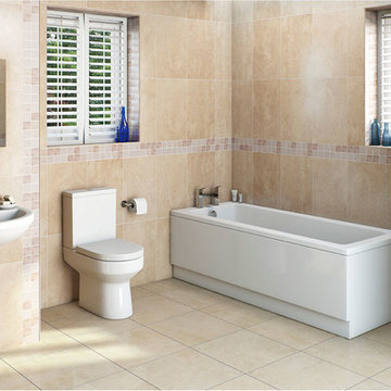 Orchard Wharfe bathroom suite with straight bath