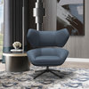 Kyle 100% Top Grain Leather Swivel Chair, French Blue