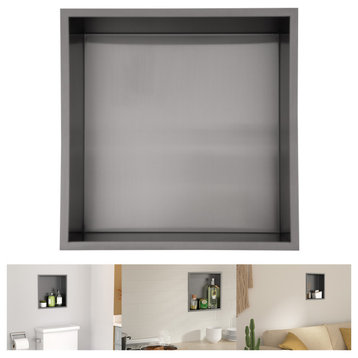 Black Shower Niche Stainless steel Rectangular Bathroom Single Shelf, 14x14