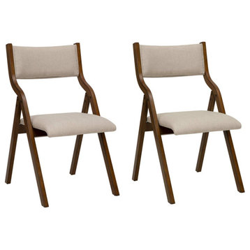 Kitchen room Dining chair foldable 18 Inch Taupe Set of 2
