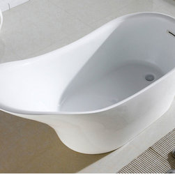 67" x 29" White Oval Soaking Free-Standing Bathtub - Bathtubs