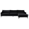 Anders Reversible Sectional, Black Velour Seat/Black Matt Legs