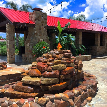 yorktown pool, water feature and outdoor living complex