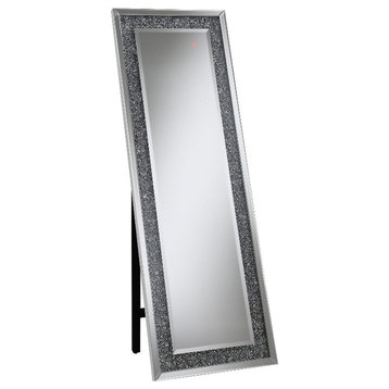 Coaster Carisi Glass Rectangular Standing Mirror with LED Lighting Silver
