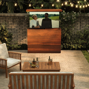 Brazilian IPE wood TV lift cabinet