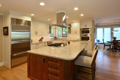 Example of a transitional kitchen design in Seattle