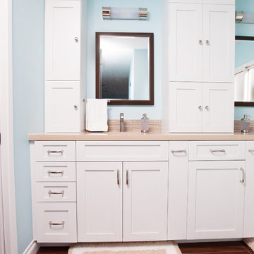 Refreshing Blue & White Master Bathroom Remodel in Torrance, CA.