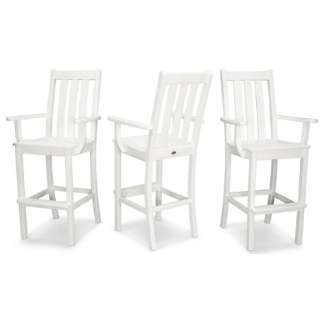 Polywood Vineyard Bar Arm Chair 3-Pack, White