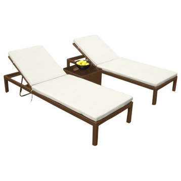 Outdoor Patio Wicker Furniture All Weather 3-Piece Resin Pool Lounge Set