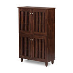 Fernanda and 4-Door Oak Brown Wooden Entryway Shoes Storage Tall Cabinet