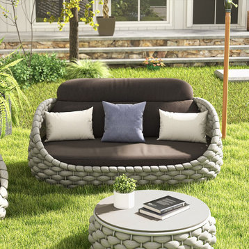 Tatta 3 Seater Modern Woven Textilene Rope Outdoor Sofa with Removable Cushion