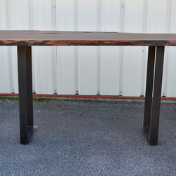 Live Edge Walnut Standing Desk with Modern Base - Desks And Hutches