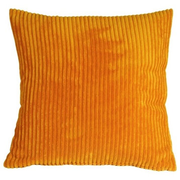 Pillow Decor - Wide Wale Corduroy 18 x 18 Throw Pillows, Light Orange