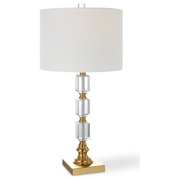 29" Traditional Gold Metal Table Lamp