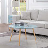 Convenience Concepts Oslo Round Coffee Table in Mint Green Wood Finish