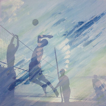 "Volleyball at Dusk" Painting Print on Wrapped Canvas, 24"x24"