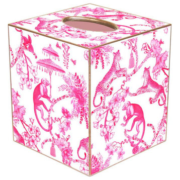 Chic Monkey Chinoiserie Toile Pink Tissue Box Cover