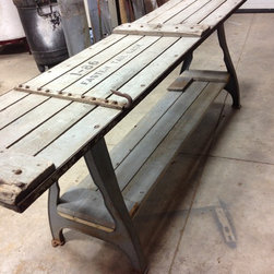 Console table made from old tailgate and industrial legs - Dining Tables