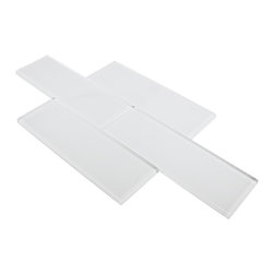 3x9 Super White Glossy Subway Glass Tiles - Home Accessories & Decor